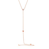 0.09ct 14k Rose Gold Diamond Heart Lariat Necklace